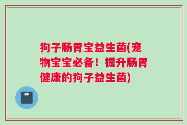 狗子肠胃宝益生菌(宠物宝宝必备！提升肠胃健康的狗子益生菌)