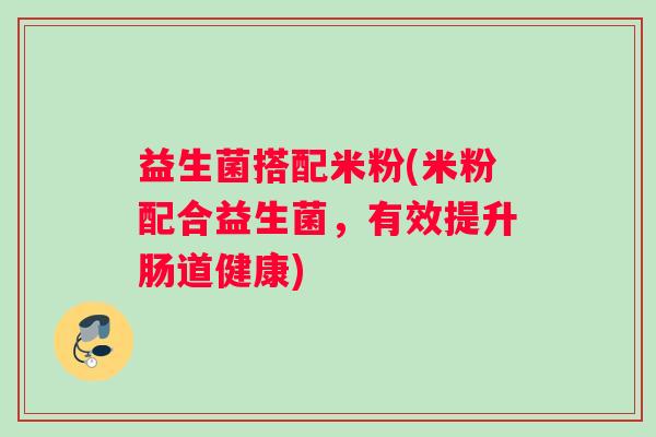 益生菌搭配米粉(米粉配合益生菌，有效提升肠道健康)