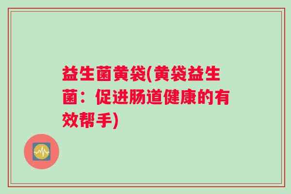 益生菌黄袋(黄袋益生菌：促进肠道健康的有效帮手)