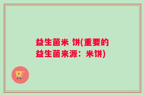 益生菌米 饼(重要的益生菌来源：米饼)