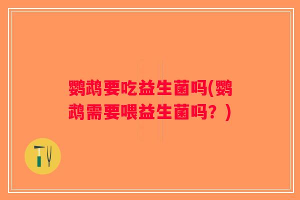鹦鹉要吃益生菌吗(鹦鹉需要喂益生菌吗?) 鹦鹉要吃益生菌吗(鹦鹉需要喂益生菌吗?)