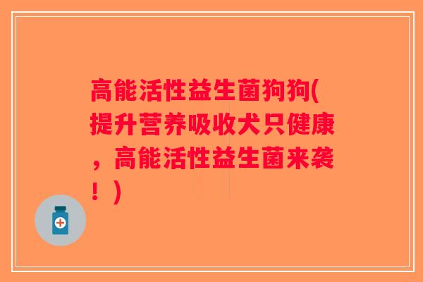 高能活性益生菌狗狗(提升营养吸收犬只健康,高能活性益生菌来袭!) 高能活性益生菌狗狗(提升营养吸收犬只健康,高能活性益生菌来袭!)