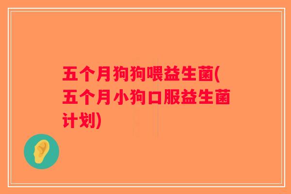 五个月狗狗喂益生菌(五个月小狗口服益生菌计划)