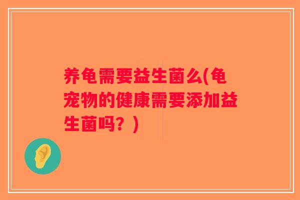 养龟需要益生菌么(龟宠物的健康需要添加益生菌吗？)