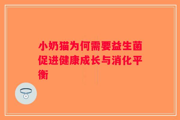 小奶猫为何需要益生菌促进健康成长与消化平衡 小奶猫为何需要益生菌促进健康成长与消化平衡