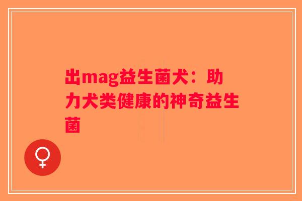 出mag益生菌犬:助力犬类健康的神奇益生菌 出mag益生菌犬:助力犬类健康的神奇益生菌