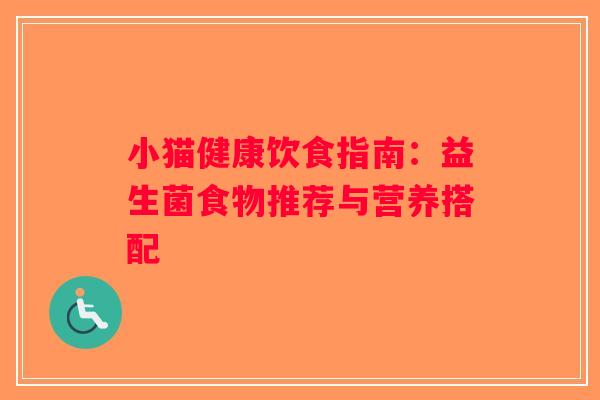 小猫健康饮食指南：益生菌食物推荐与营养搭配