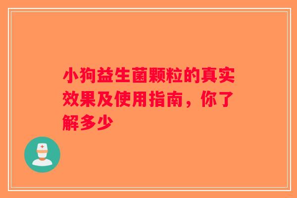 小狗益生菌颗粒的真实效果及使用指南，你了解多少