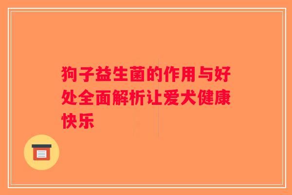 狗子益生菌的作用与好处全面解析让爱犬健康快乐