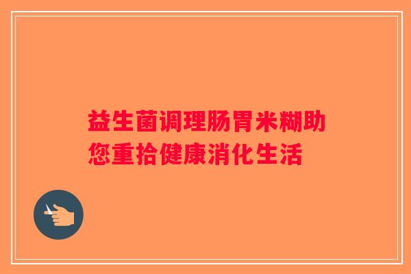 益生菌调理肠胃米糊助您重拾健康消化生活