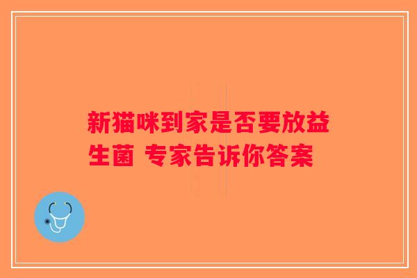新猫咪到家是否要放益生菌 专家告诉你答案