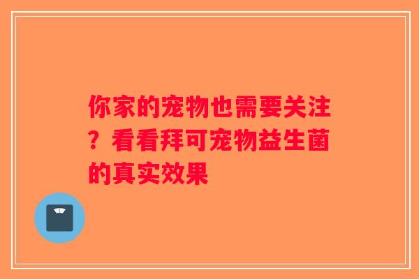 你家的宠物也需要关注？看看拜可宠物益生菌的真实效果