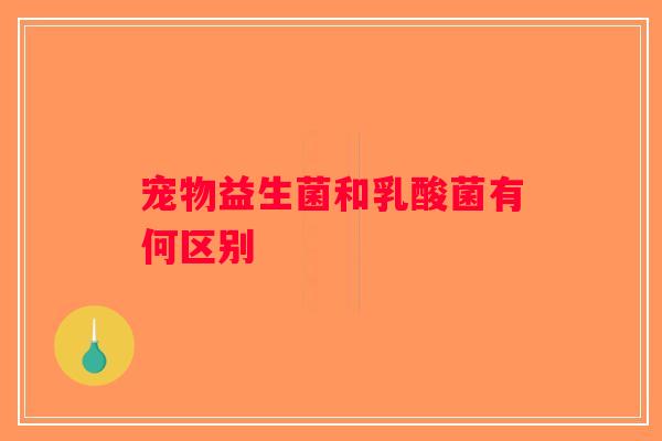 宠物益生菌和乳酸菌有何区别