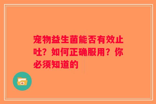 宠物益生菌能否有效止吐？如何正确服用？你必须知道的
