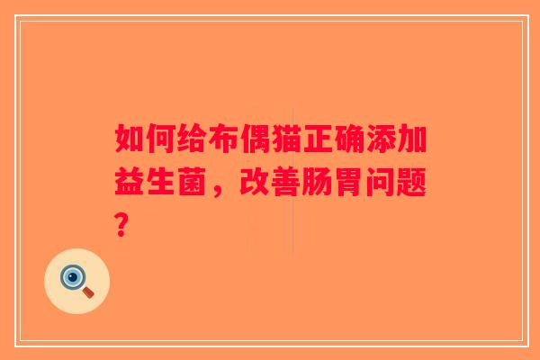 如何给布偶猫正确添加益生菌,改善肠胃问题? 如何给布偶猫正确添加益生菌,改善肠胃问题?