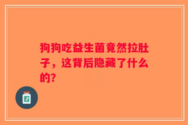 狗狗吃益生菌竟然拉肚子,这背后隐藏了什么的? 狗狗吃益生菌竟然拉肚子,这背后隐藏了什么的?