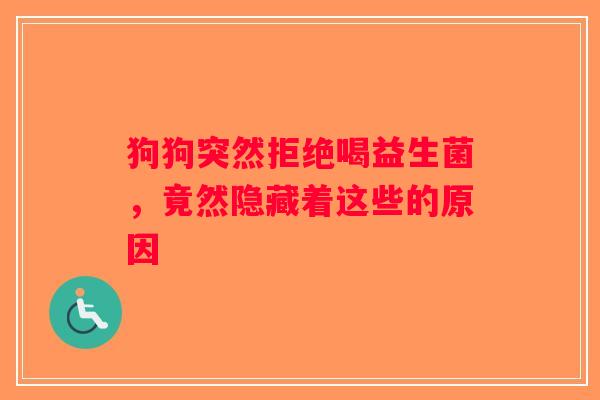 狗狗突然拒绝喝益生菌，竟然隐藏着这些的原因