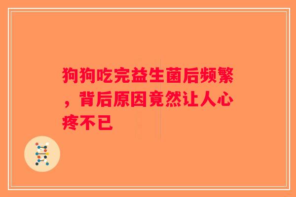狗狗吃完益生菌后频繁，背后原因竟然让人心疼不已
