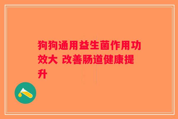 狗狗通用益生菌作用功效大 改善肠道健康提升