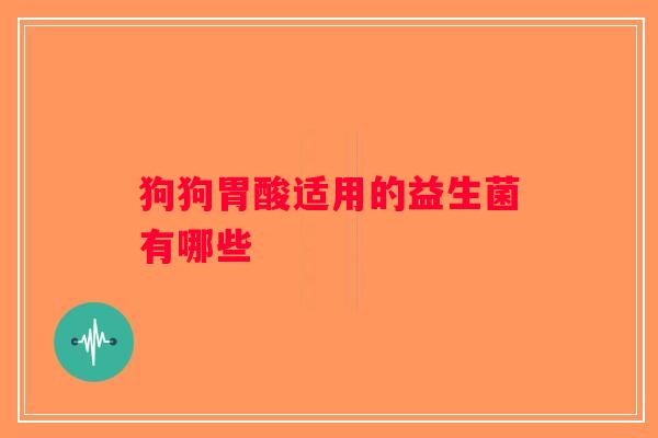 狗狗胃酸适用的益生菌有哪些