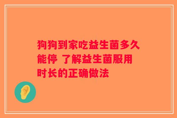 狗狗到家吃益生菌多久能停 了解益生菌服用时长的正确做法