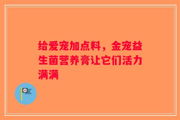 给爱宠加点料，金宠益生菌营养膏让它们活力满满