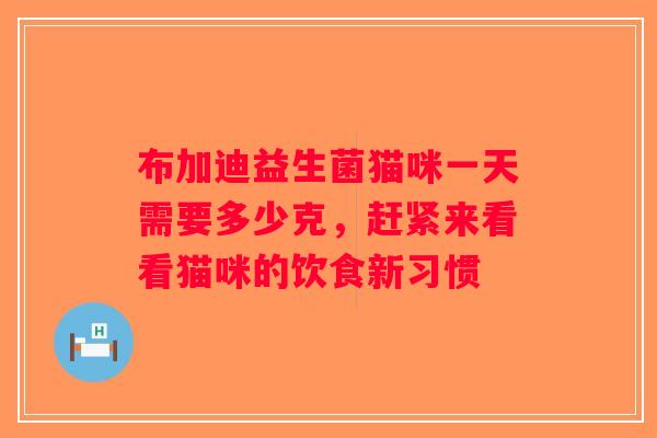 布加迪益生菌猫咪一天需要多少克,赶紧来看看猫咪的饮食新习惯 布加迪益生菌猫咪一天需要多少克,赶紧来看看猫咪的饮食新习惯