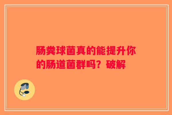 肠粪球菌真的能提升你的肠道菌群吗?破解 肠粪球菌真的能提升你的肠道菌群吗?破解